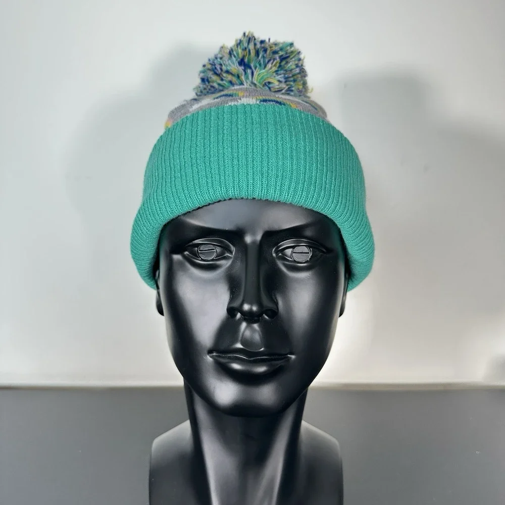 Tucker + Tate Rainbow Cloud Beanie Hat‎ Pom Pom Mint Green Gray One Size Kidcore